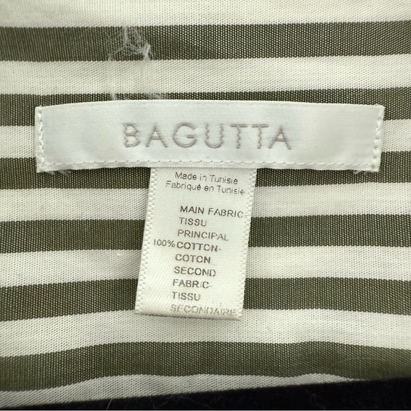 Bagutta green & white stripe cotton button down dress shirt - size Medium (M) - Picture 5 of 7